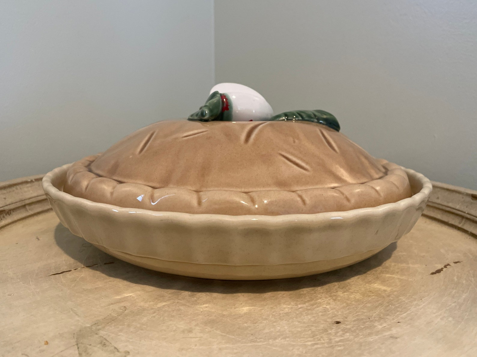 Vintage Pie Plate With Lid Ceramic Apple Pie Design Etsy