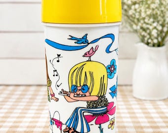 Vintage Groovy Flower Power, Aladdin Industries Thermos, 16 oz
