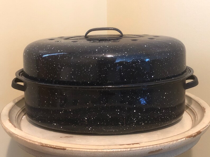 Vintage Enamelware Roasting Pan Etsy