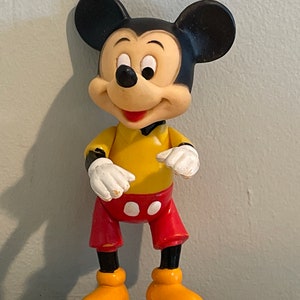 Vintage Mickey Mouse Figurine ~ Plastic Posable Disney Toy
