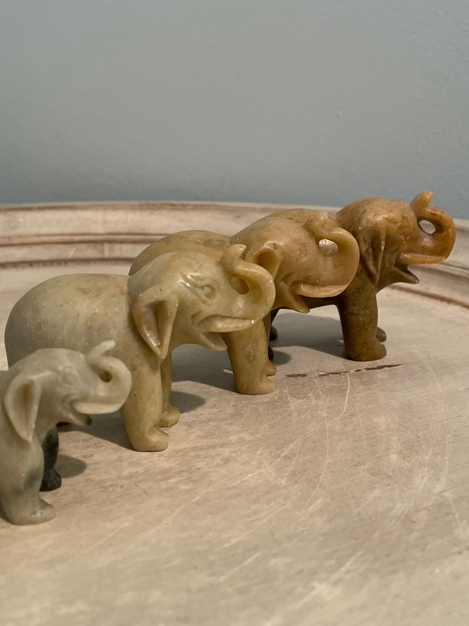 Vintage Soapstone Elephants Set of 4 Etsy