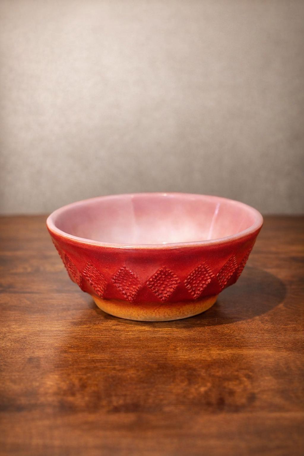 Vintage Kimberly Bowl, Anchor Hocking Fire King, Red and Orange