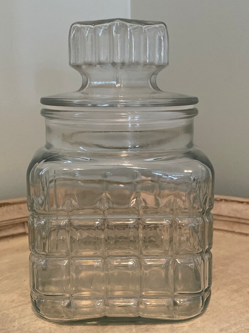 Vintage Glass Storage Jar With Lid Etsy