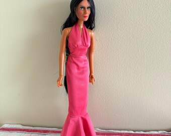 Vintage 1975 Cher Doll, Mego Corp, Pink Halter Dress, Hong Kong, Collector Toy