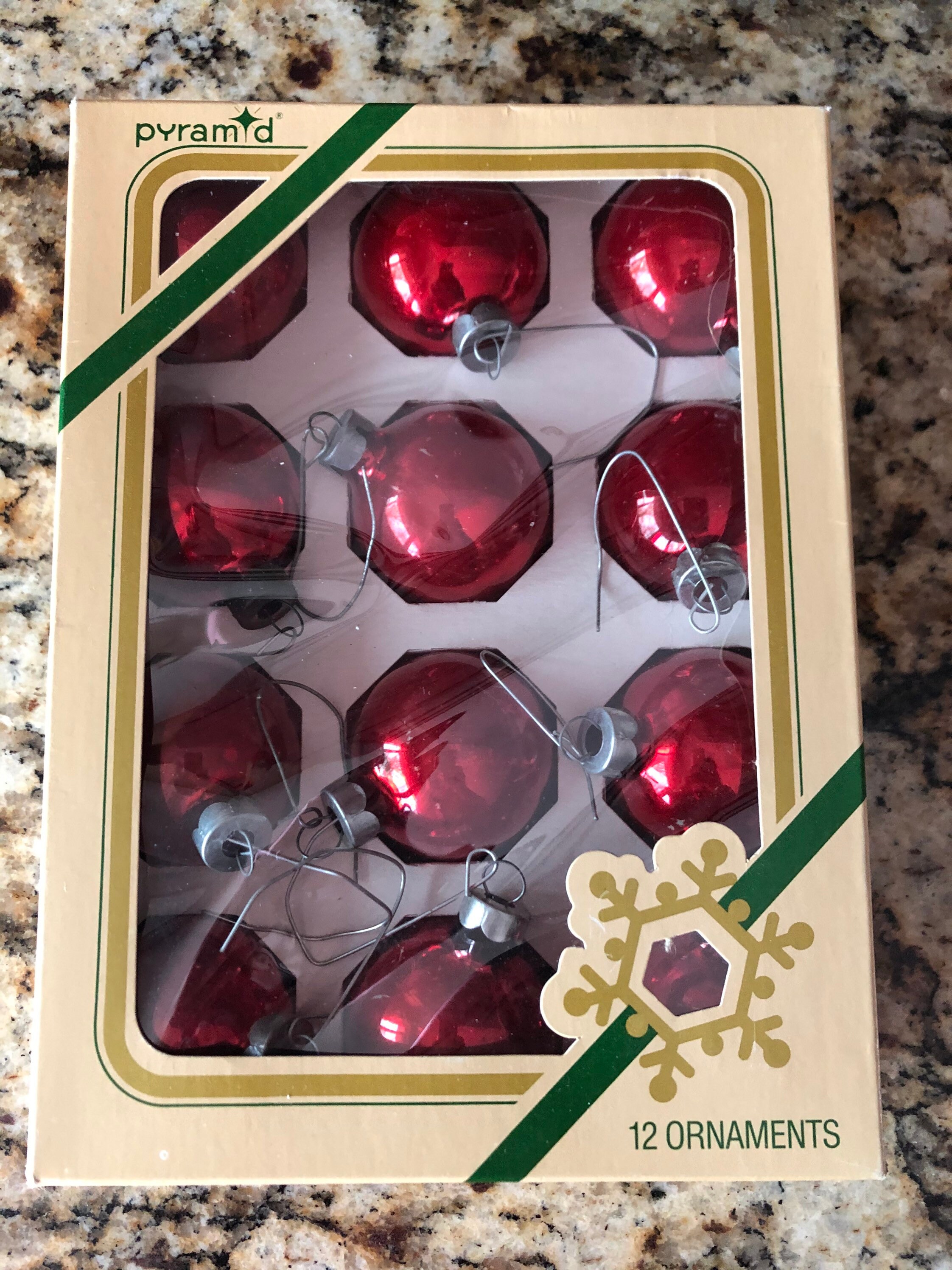 Vintage Pyramid Christmas Ornaments in Red Color, Set of 12 - Etsy