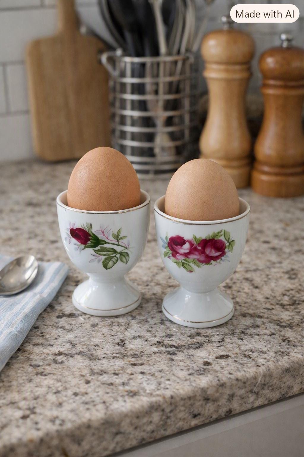ヴィンテージ　エッグカップ　不透明白カップ　年代物 Vintage Egg Cups - Etsy