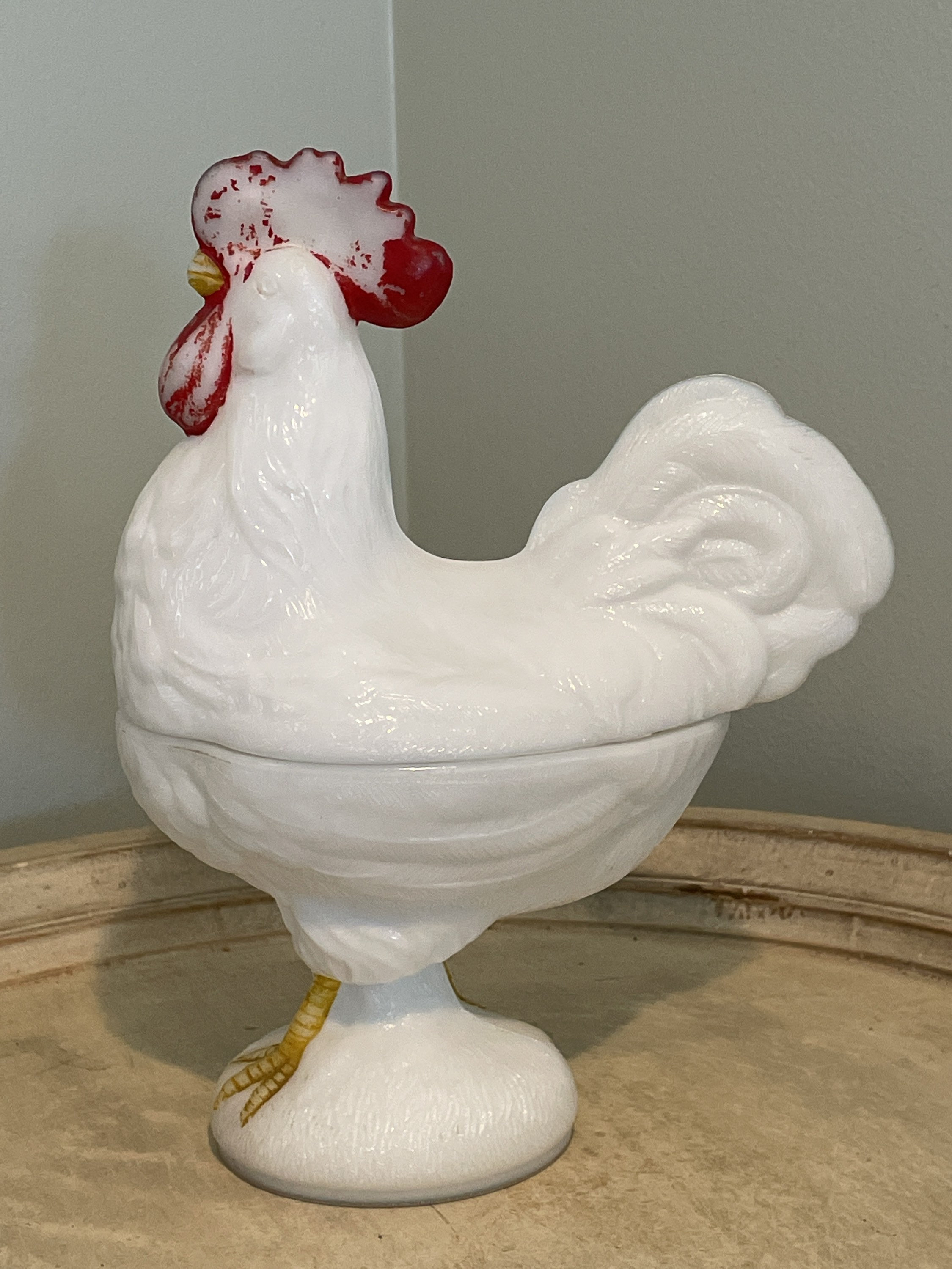 Milk Glass Rooster Candy Dish Westmoreland Etsy Canada