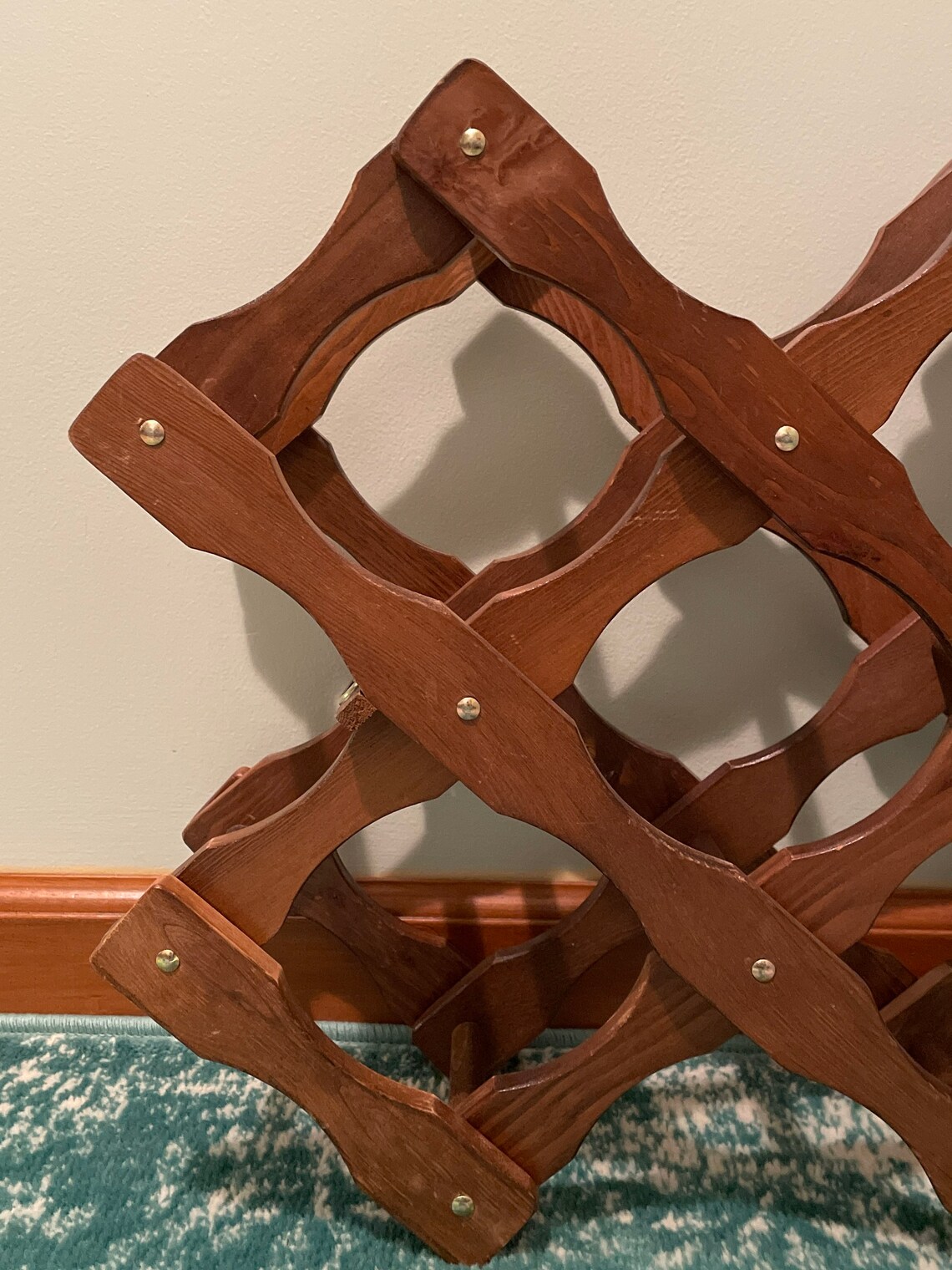 Vintage Wooden Accordion Wine Rack Holds 8 Bottles Etsy