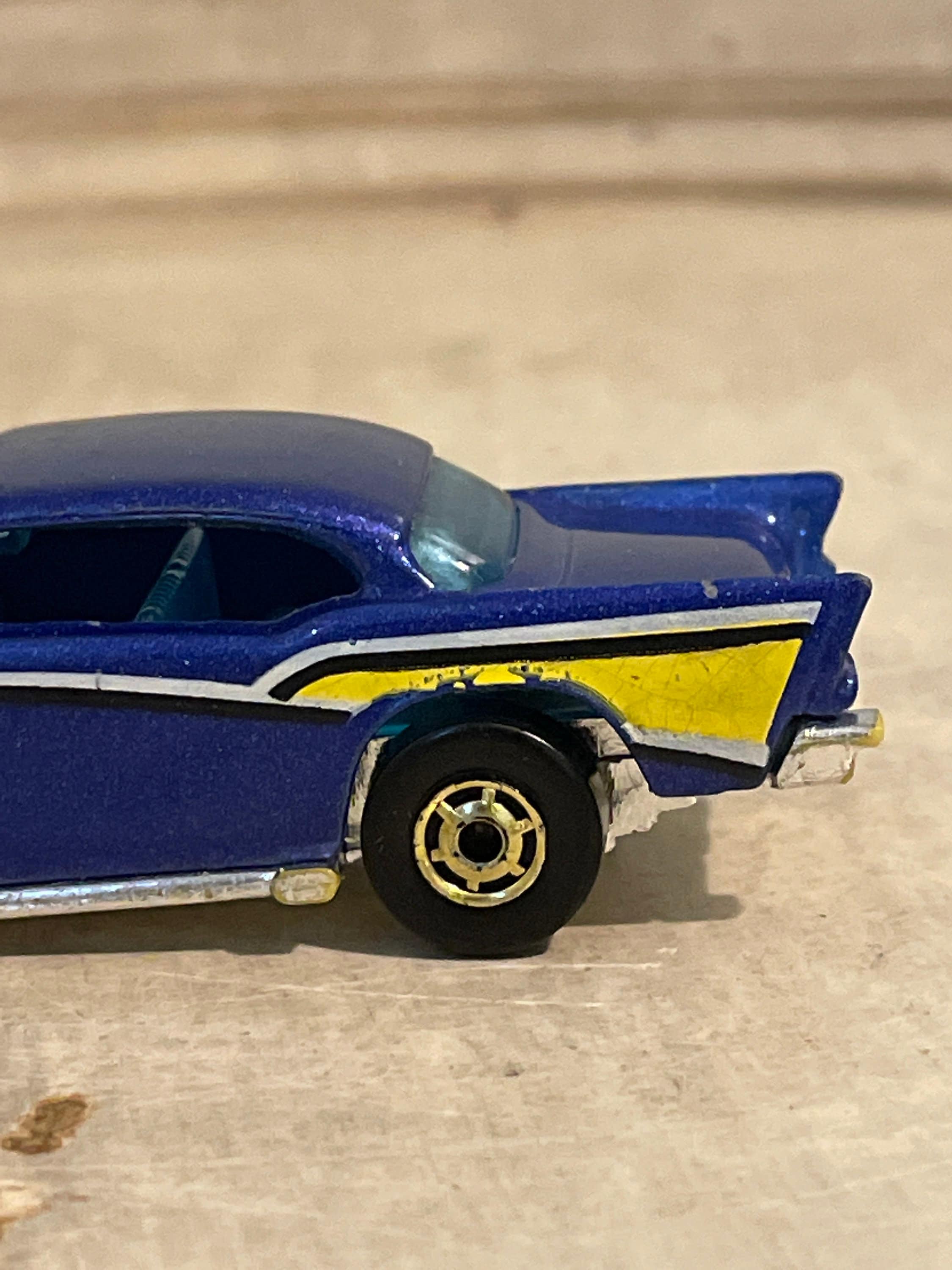 Vintage Hot Wheels '57 Chevy Bel Air ~ 1976 Blue Paint Exposed