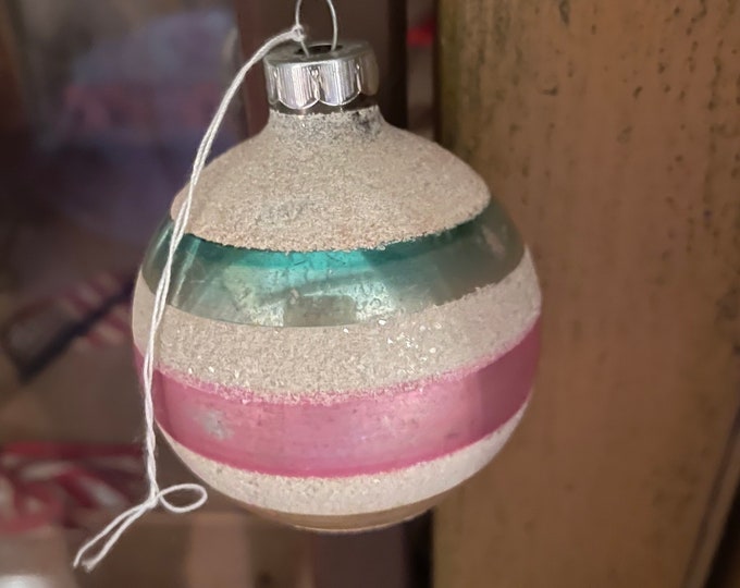 Vintage Christmas Tree Ornament Colors of Teal Pink and Etsy