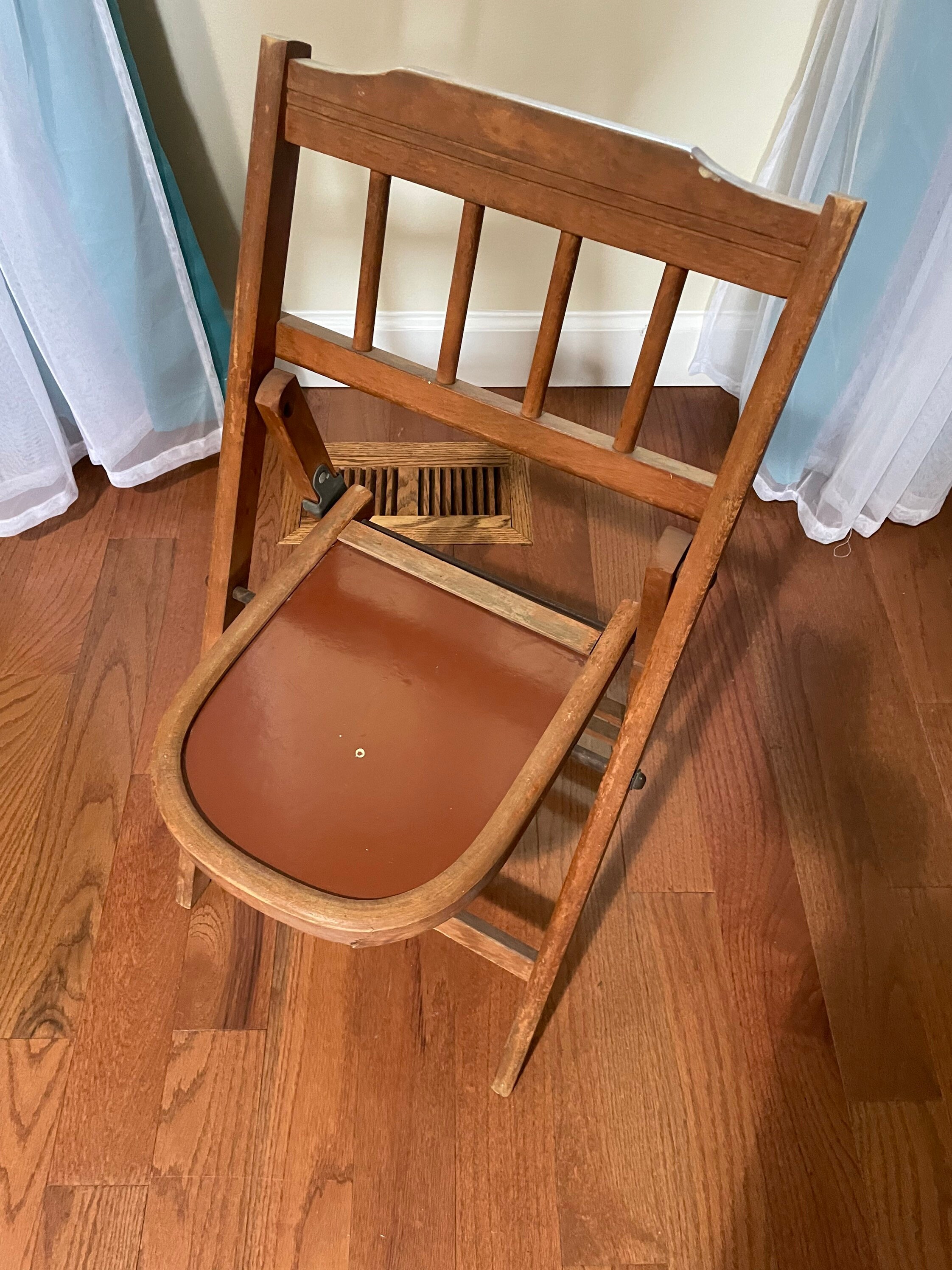 Vintage Child's Wooden Folding Chair Etsy