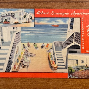 Vintage Postcard: Robert Laurayne Apartments, Hollywood Beach Florida