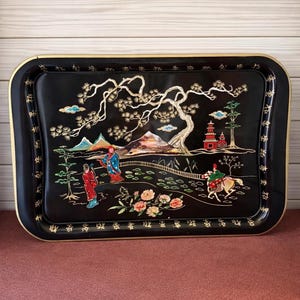 Vintage Serving Tray by Baret Ware, Asian Inspired Art