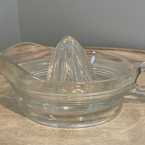 Vintage Juice Reamer ~ Clear Ribbed Glass ~ Hand Juicer