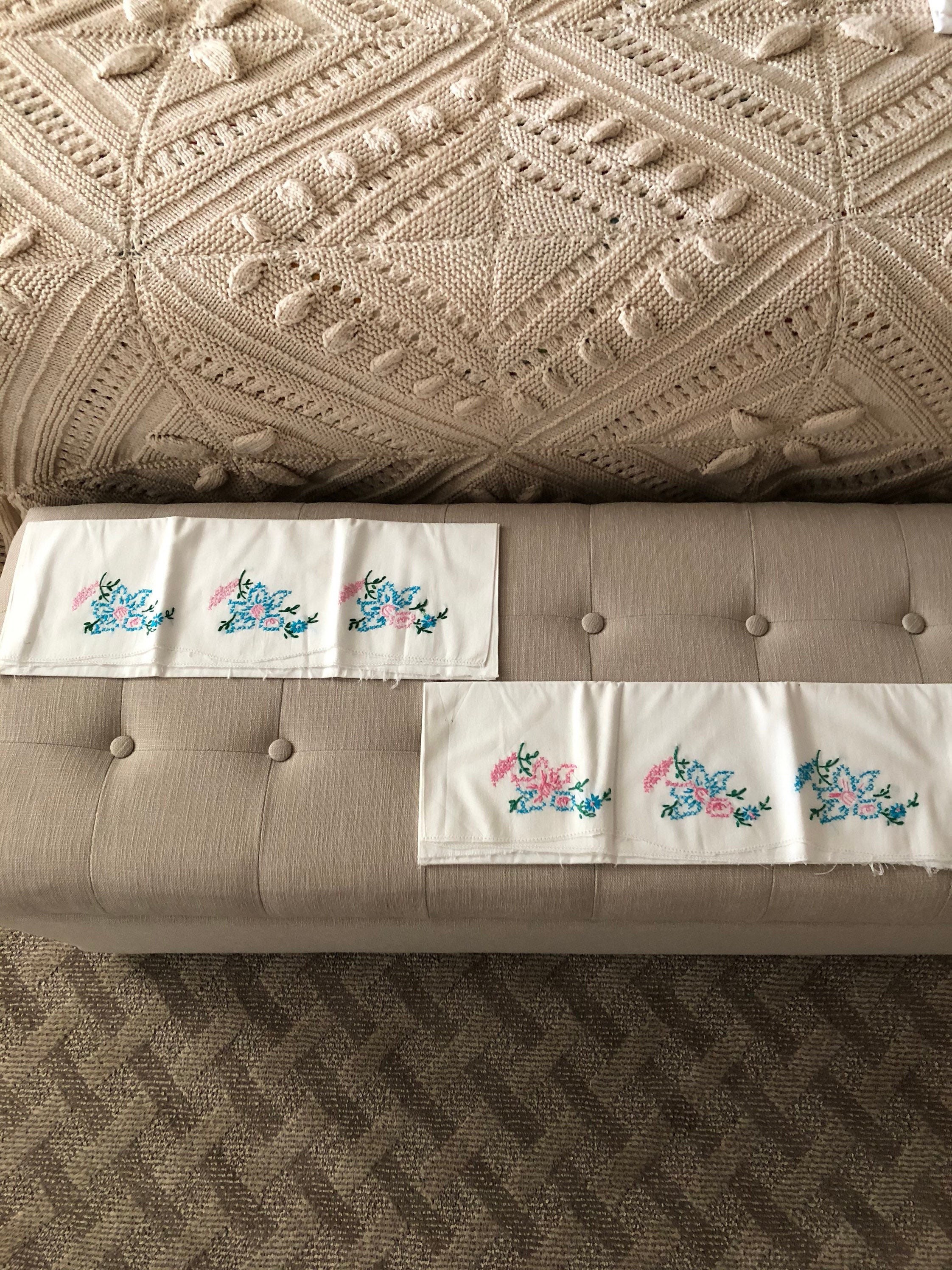 Vintage Floral Embroidered Pillowcases Etsy