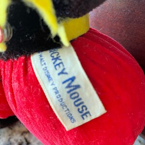Antique Plush Mickey Mouse, Walt Disney Production, Made in Japan image 8