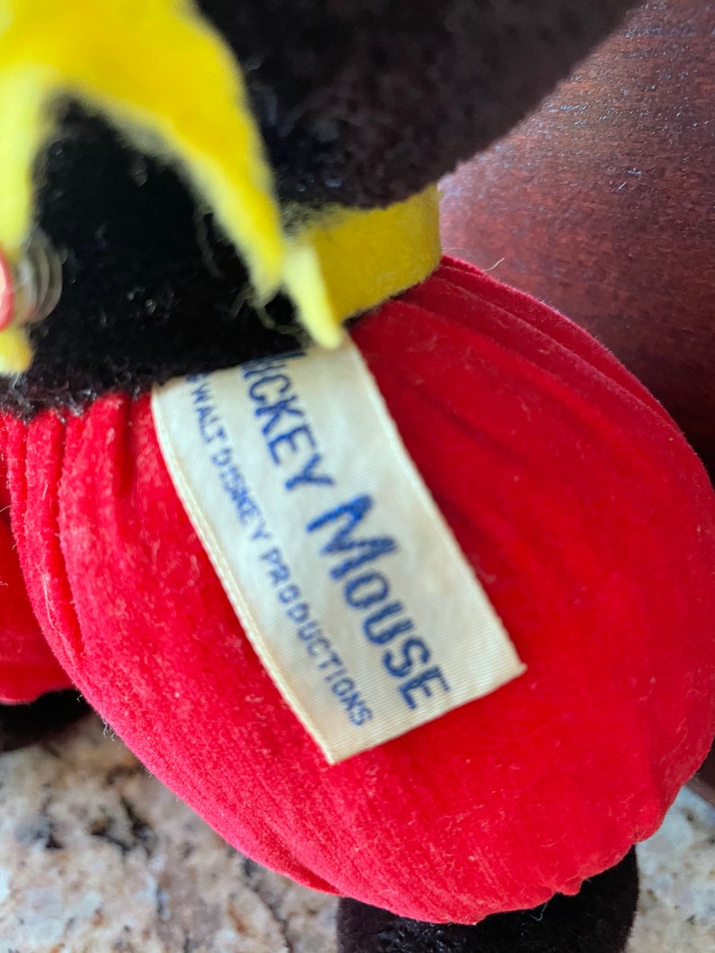 Antique Plush Mickey Mouse, Walt Disney Production, Made in Japan image 8