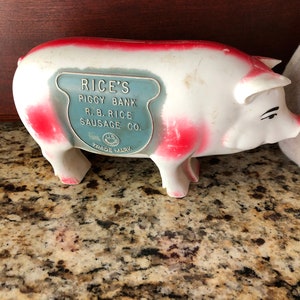 Vintage Piggy Bank ~ R B Rices Sausage Company ~ Money Organizer