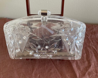 Vintage Clutch Purse ~ Clear Lucite ~ 1950’s