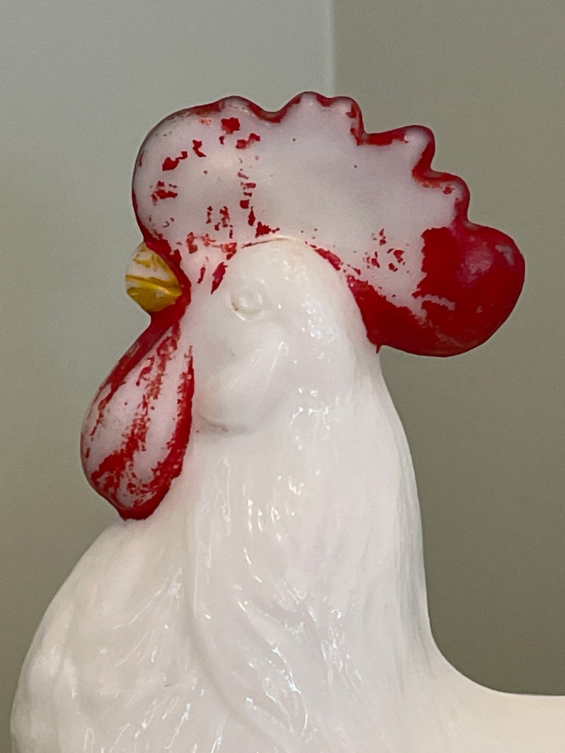 Milk Glass Rooster Candy Dish Etsy