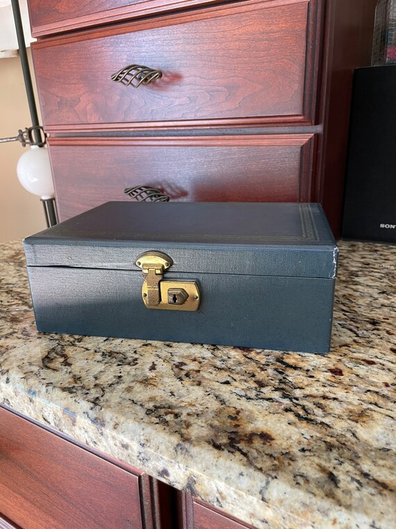 vintage jewelry box navy Gem