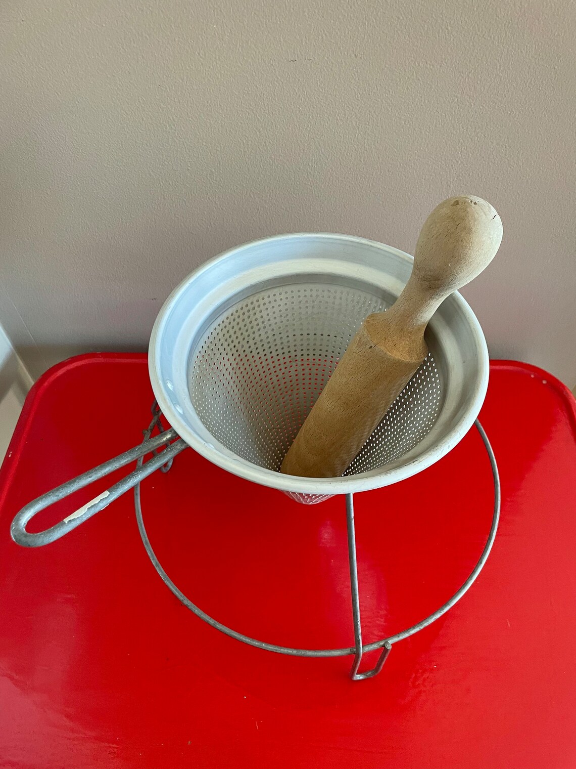 Vintage Strainer With Stand and Pestle Etsy