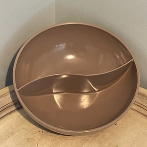 Vintage Divided Serving Bowl ~ Melmac ~ Brown Color
