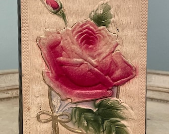 Antique Postcard: A Happy Birthday with an Embossed Rose