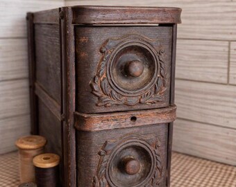 Vintage Sewing Machine Drawer with 2 Stacked Bins