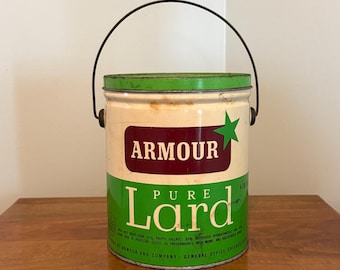 Vintage Marhoefer Pure Lard Tin, Kuhner Packing Advertising Bucket