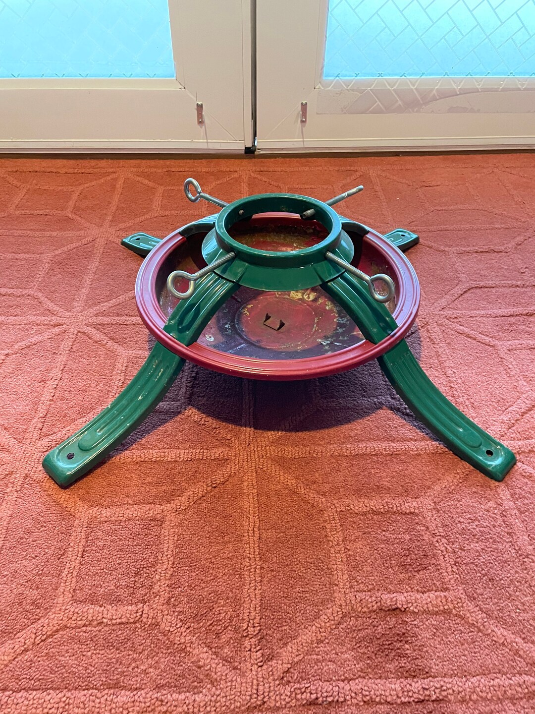 Vintage Christmas Tree Stand Red and Green Colors Etsy