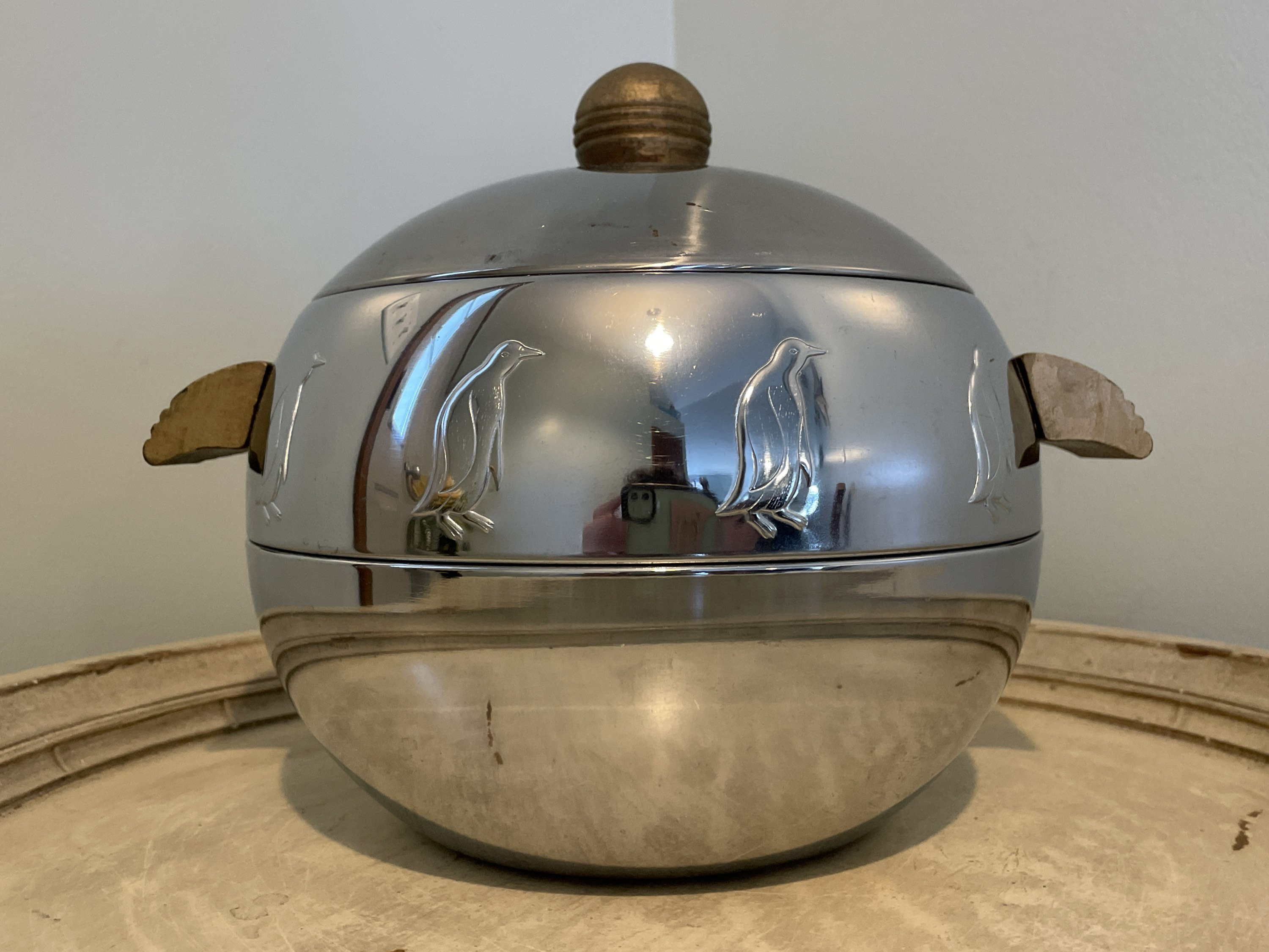 50s West Bend Aluminum Co. penguin hot & cool vintage server RARE