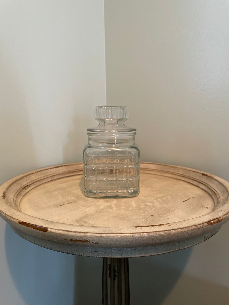 Vintage Glass Storage Jar With Lid Etsy