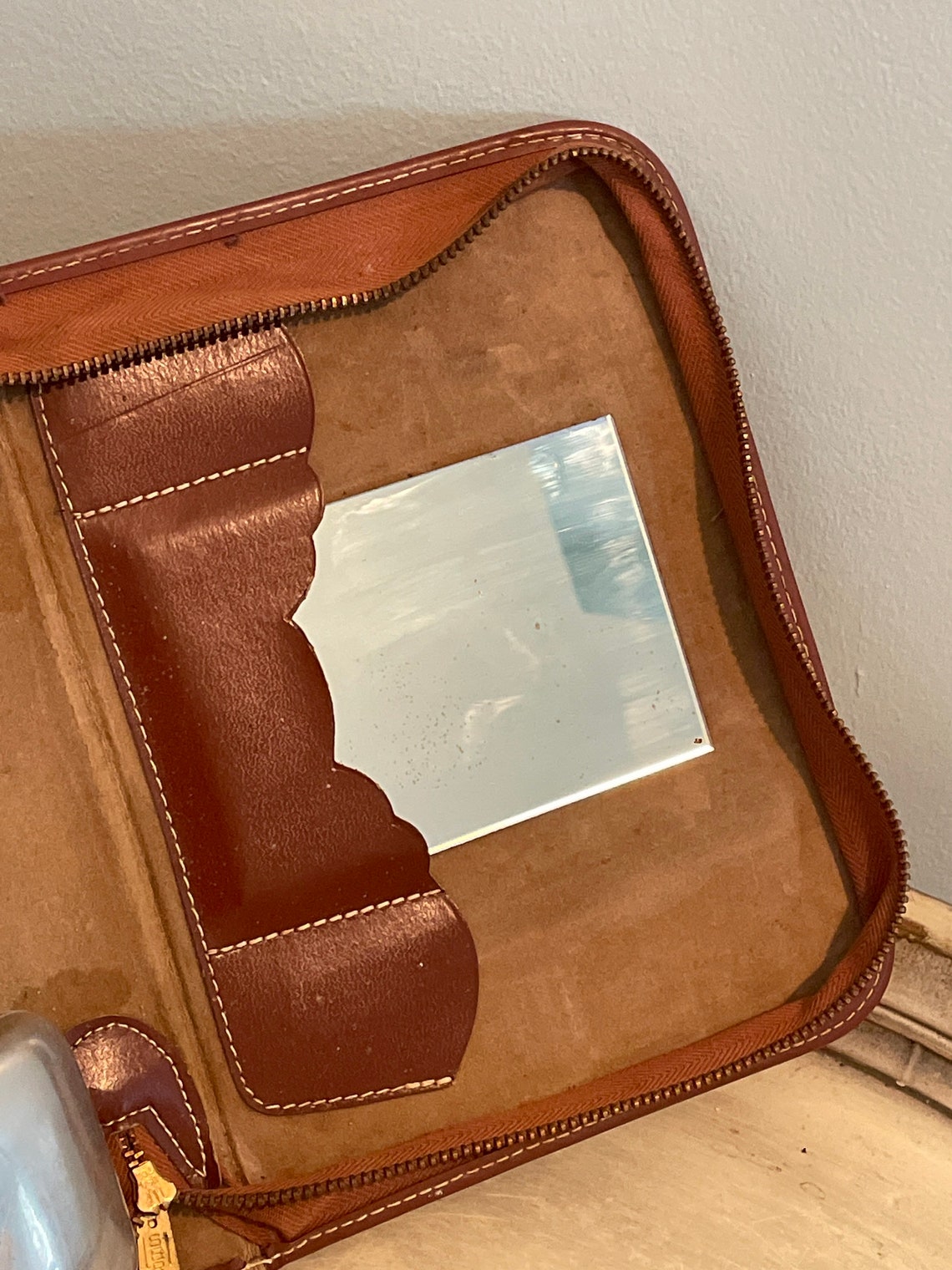 Vintage Leather Travel Case Leather Exterior With Zipper Etsy