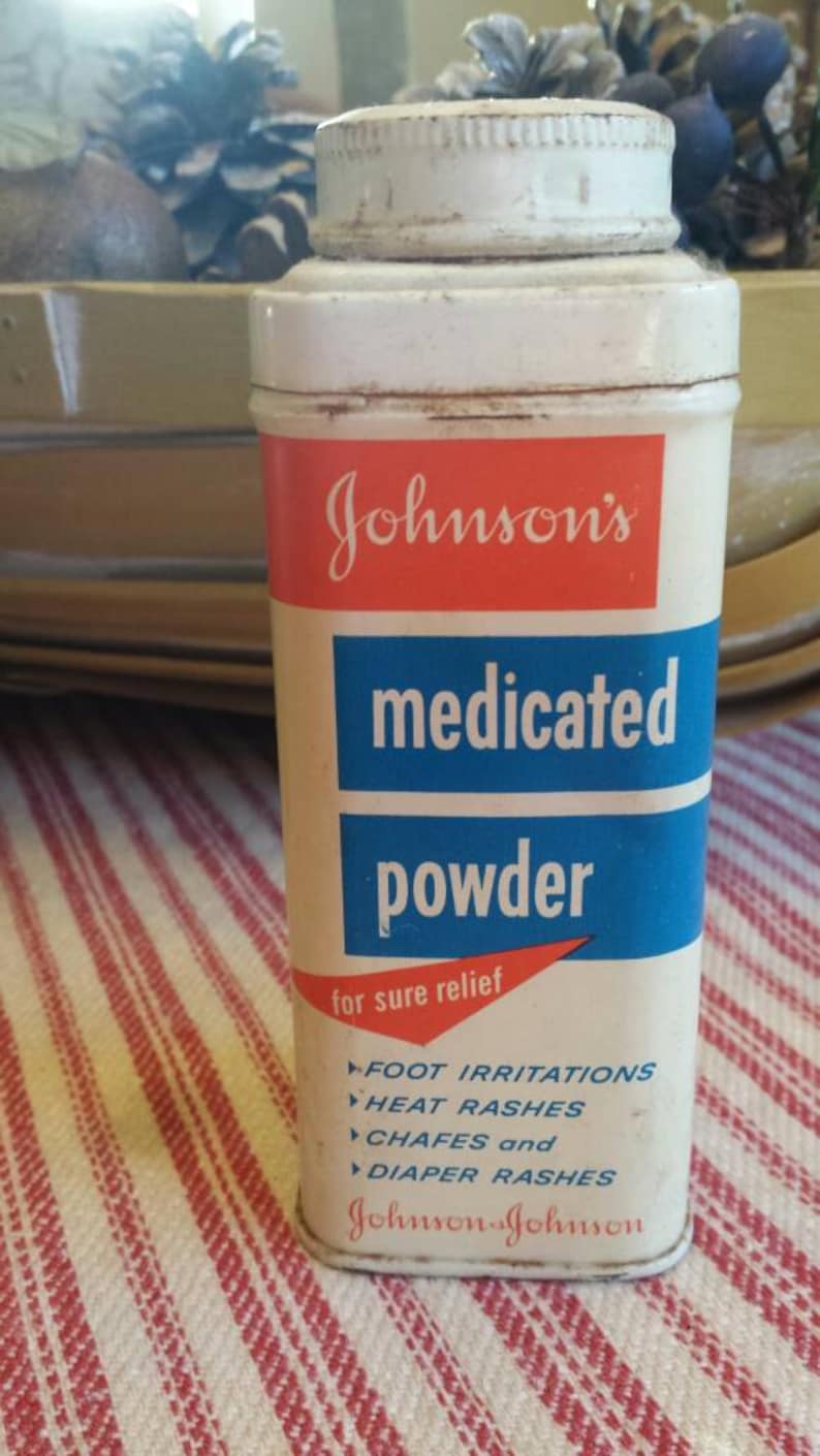 Home Decor Vintage Advertising Johnson and Johnson Medicated Powder Tin Gift Under 20