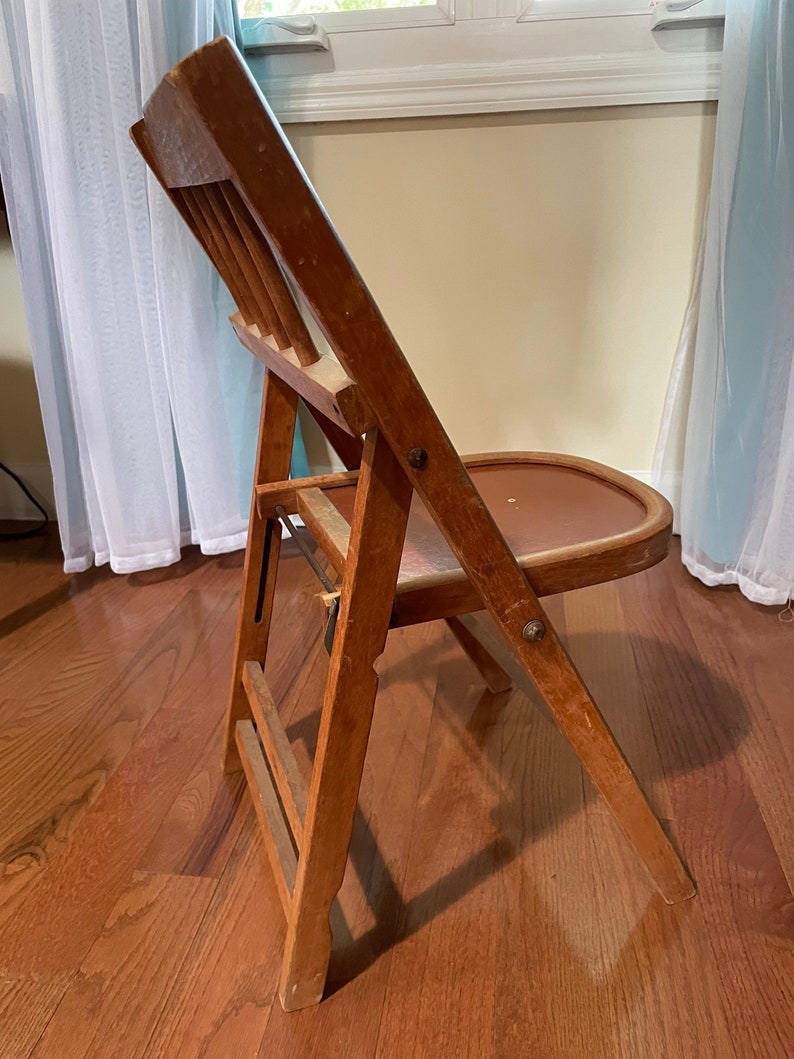 Vintage Child's Wooden Folding Chair Etsy