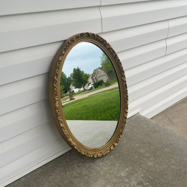 RESERVED Vintage Mirror ~ Oval Shape ~ Ornate Gold Resin Trim