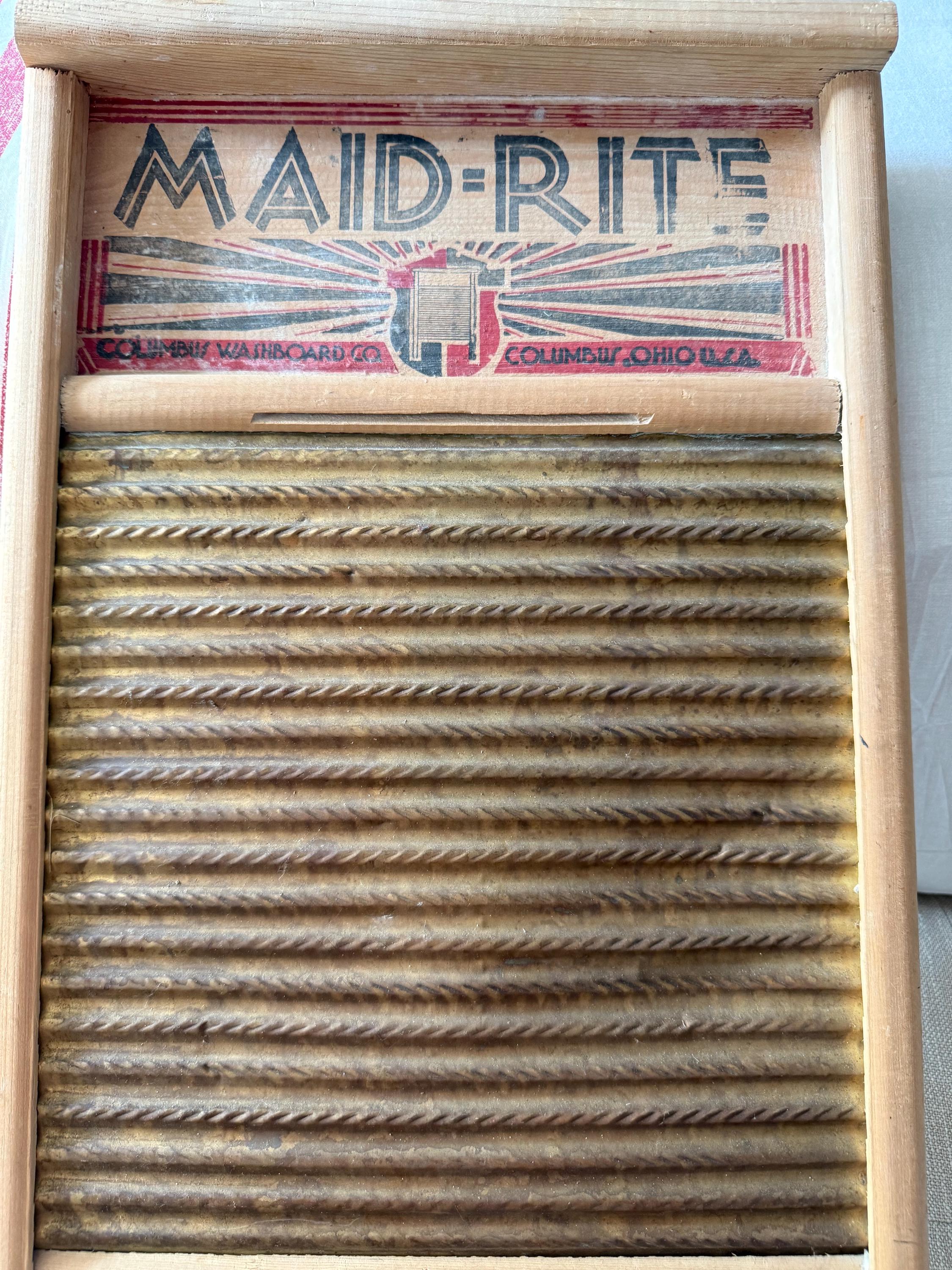 Antique MAID-RITE Washboard by Columbus Washboard Co, No. 2062