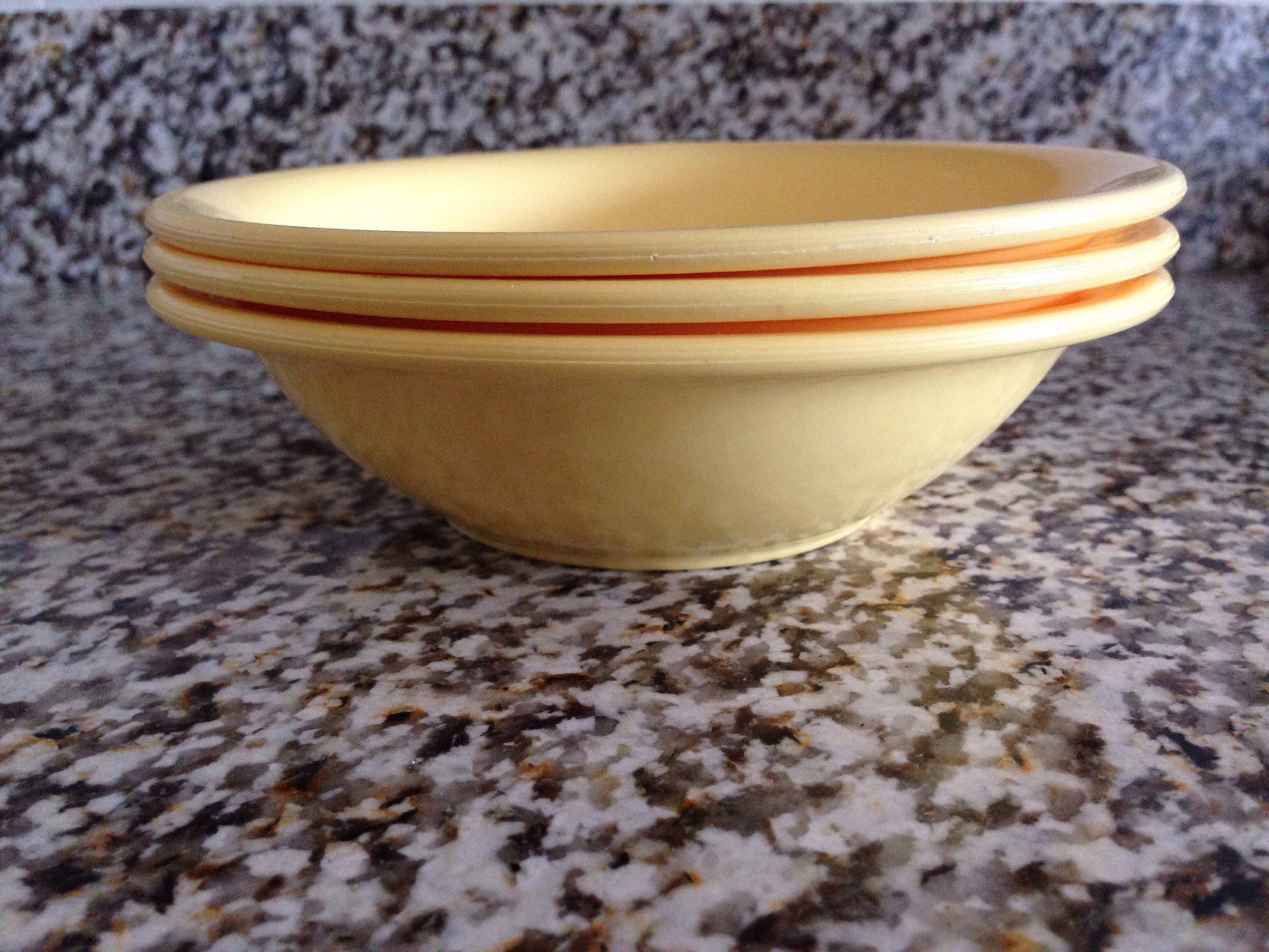 Yellow Plastic Bowl Set of 3 Vintage Kitchen Bowls Etsy