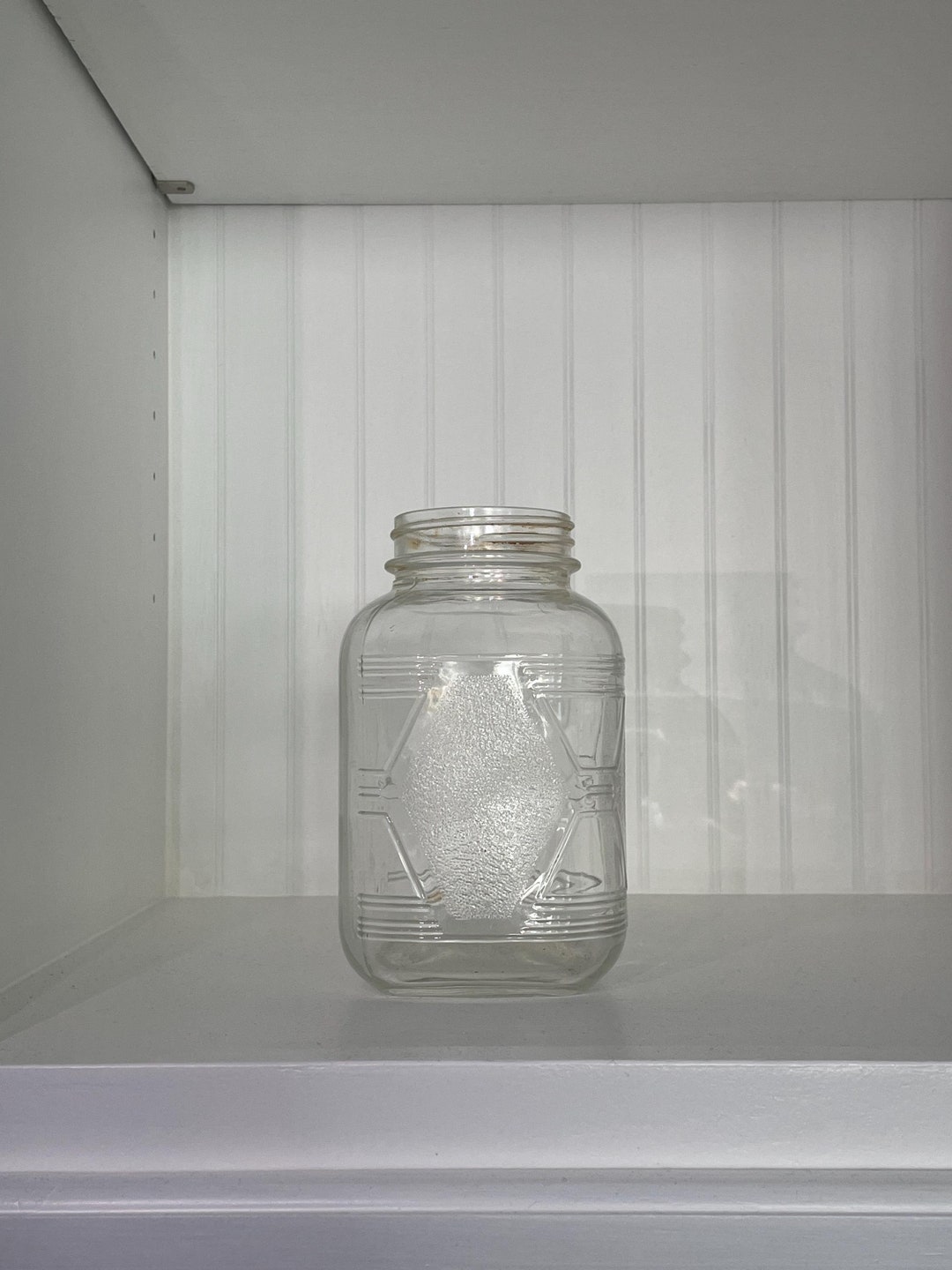 ◆jar◆ Hazel Atlas Square Clear Glass 1.25 qt Canning Jar Ribbed