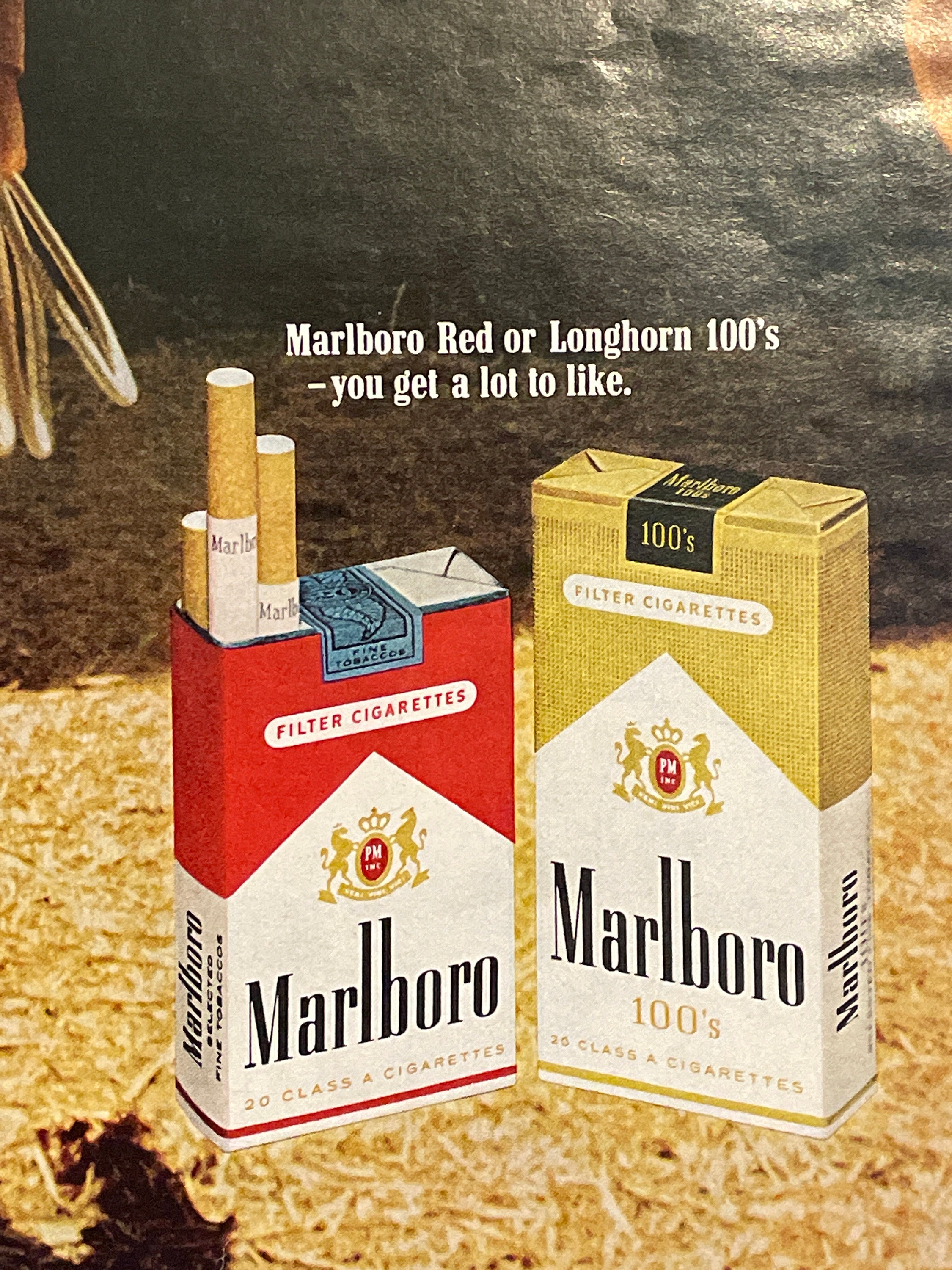 Vintage Paper Advertisement: Marlboro Country Cowboy, 1968