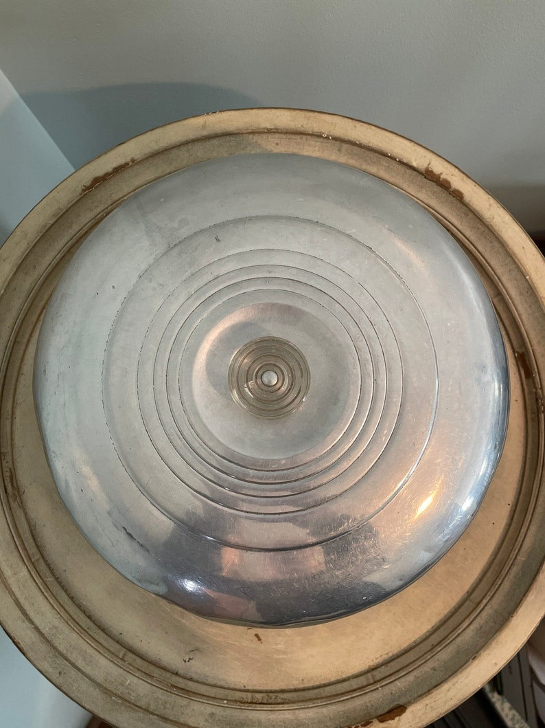 Vintage Glass Cake Plate With Aluminum Lid Etsy