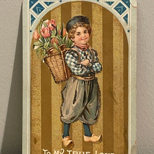 Antique Postcard with Glitter ~ To My True Love ~ Made in Germany