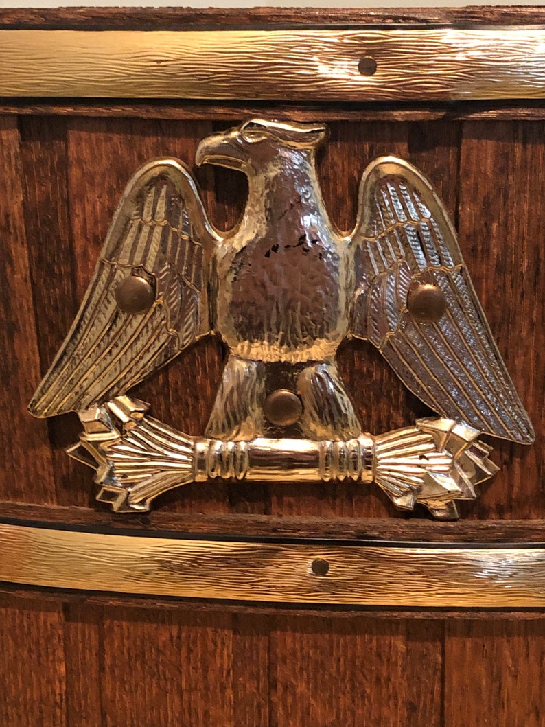 Vintage Wooden Basket with Gold Trim and Eagle image 3