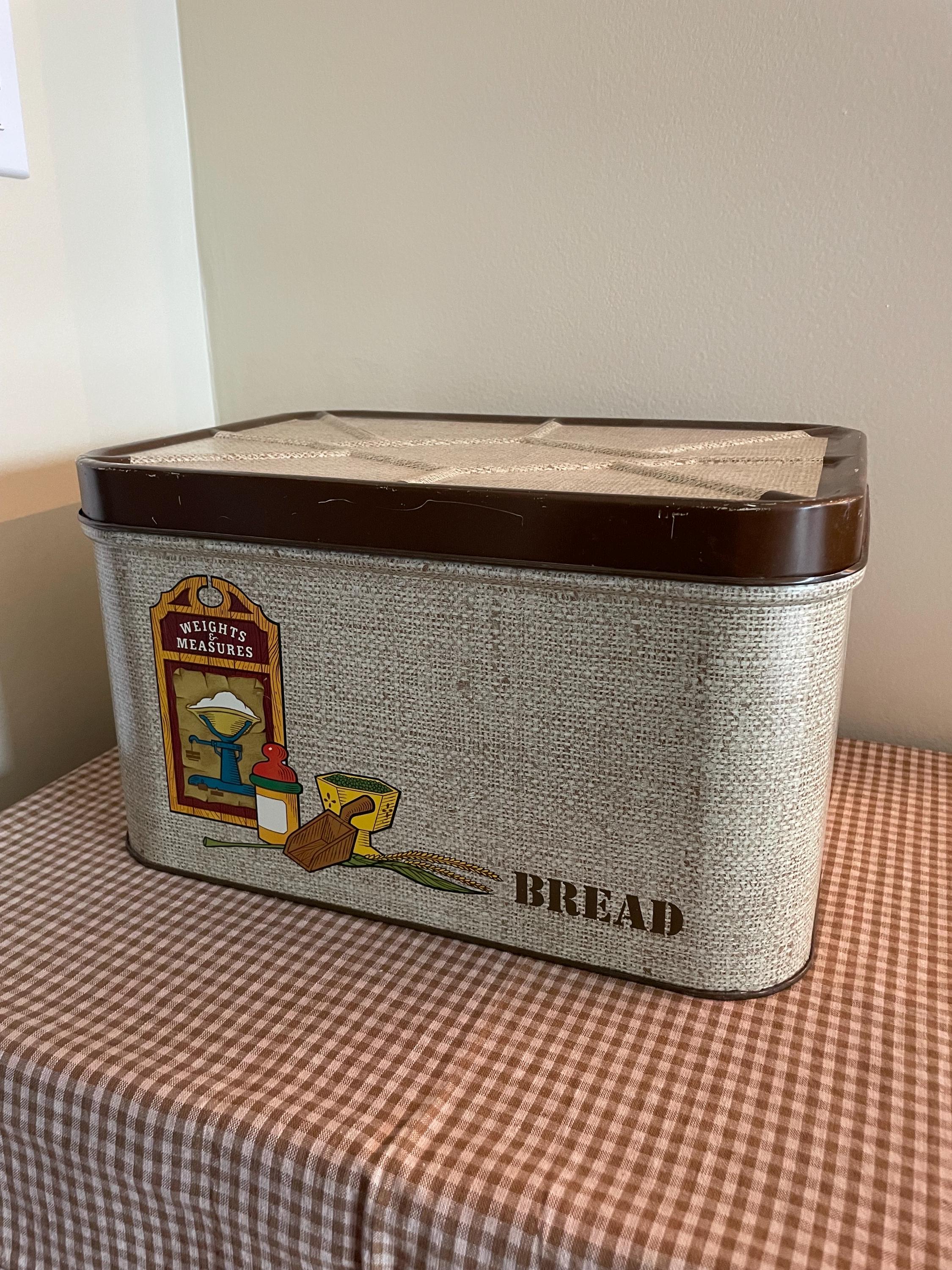 Vintage Bread Box With Weights and Measure Detail in White and