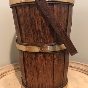 Vintage Wooden Basket with Gold Trim and Eagle image 4