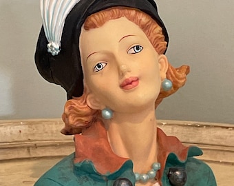 Vintage Lady Head Vase ~ Candle Holder ~ Succulent Planter ~ Make-Up Brush Storage