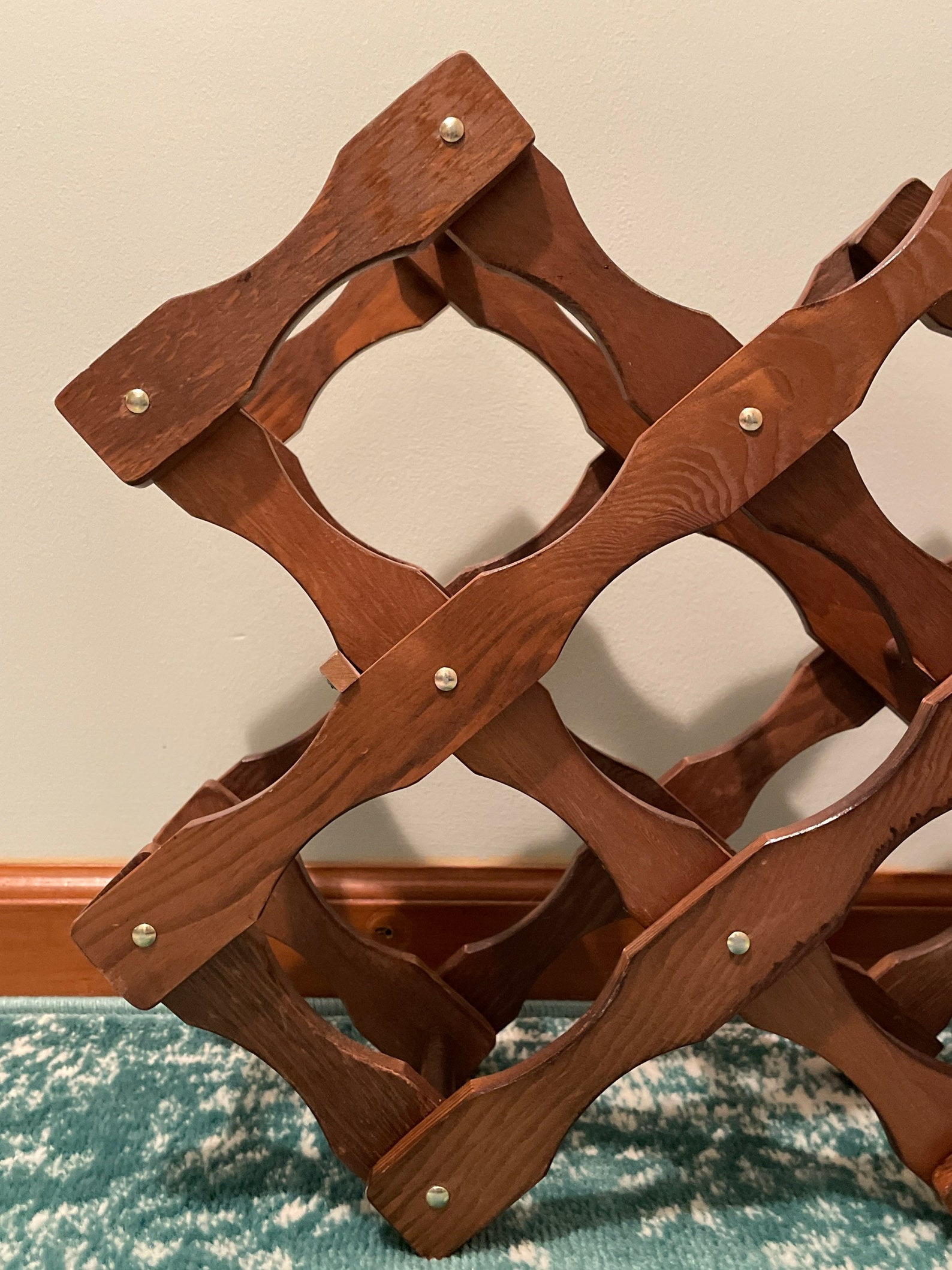 Vintage Wooden Accordion Wine Rack Holds 8 Bottles Etsy