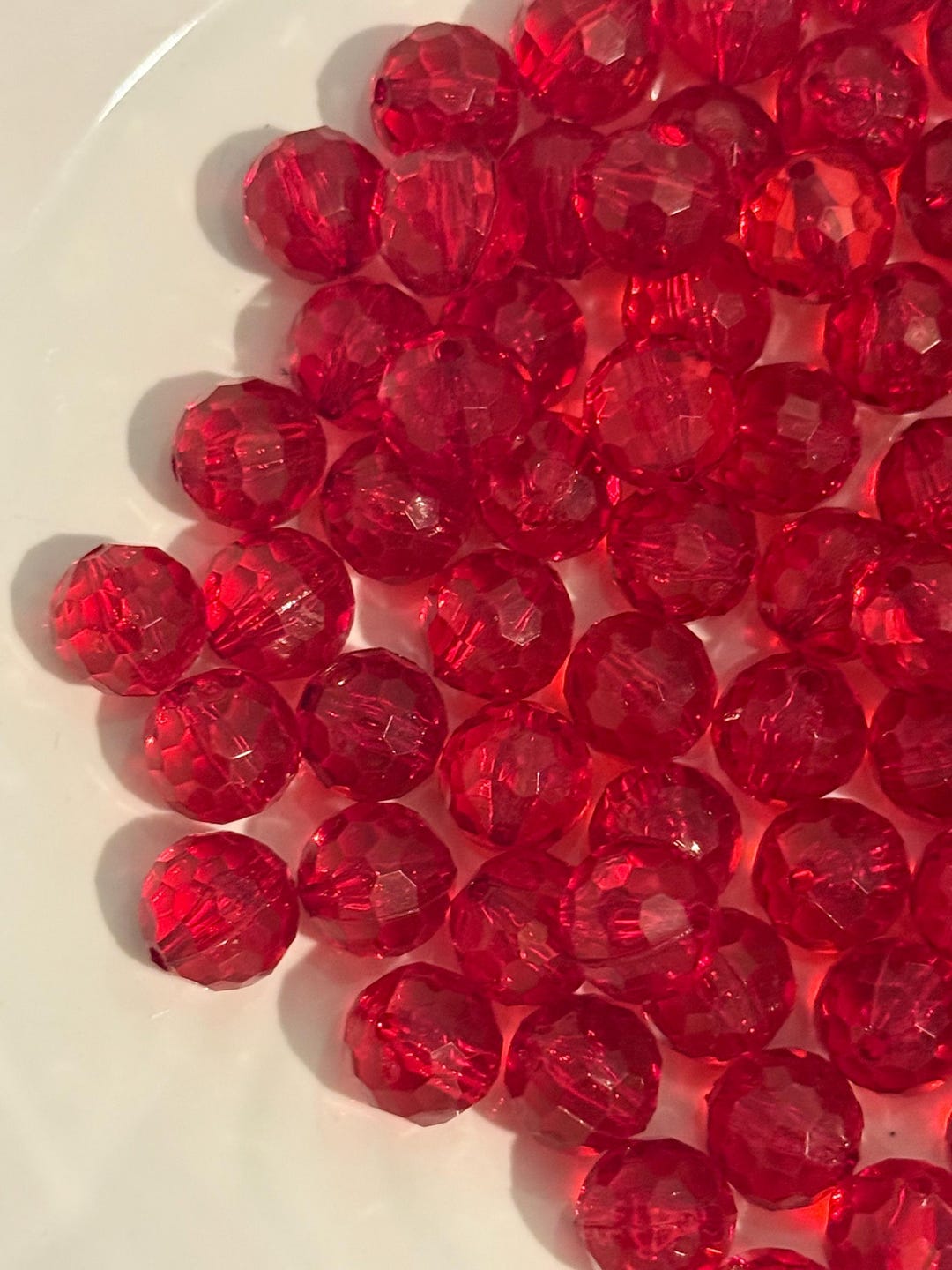 85 Count, Acrylic Round Beads in Transparent Red, 12mm - Etsy