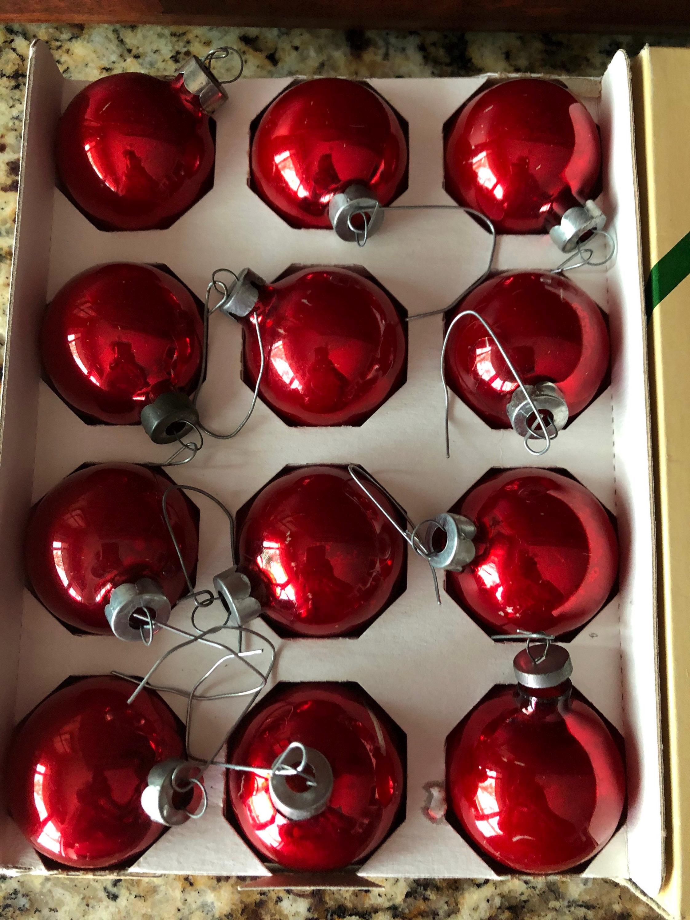 Vintage Pyramid Christmas Ornaments in Red Color, Set of 12 - Etsy